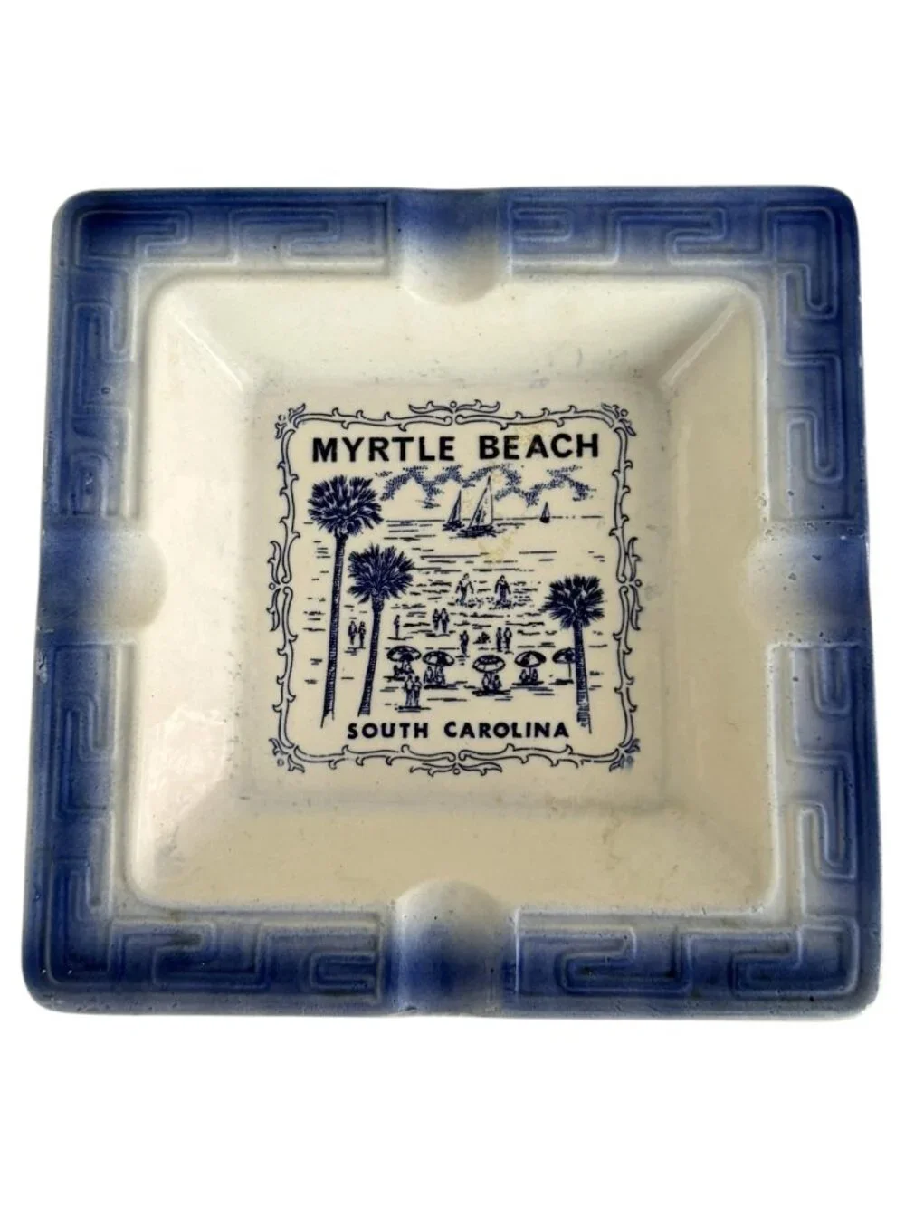 VTG Myrtle Beach‎ South Carolina Ceramic Souvenir Ashtray Cigarette Cigar Blue